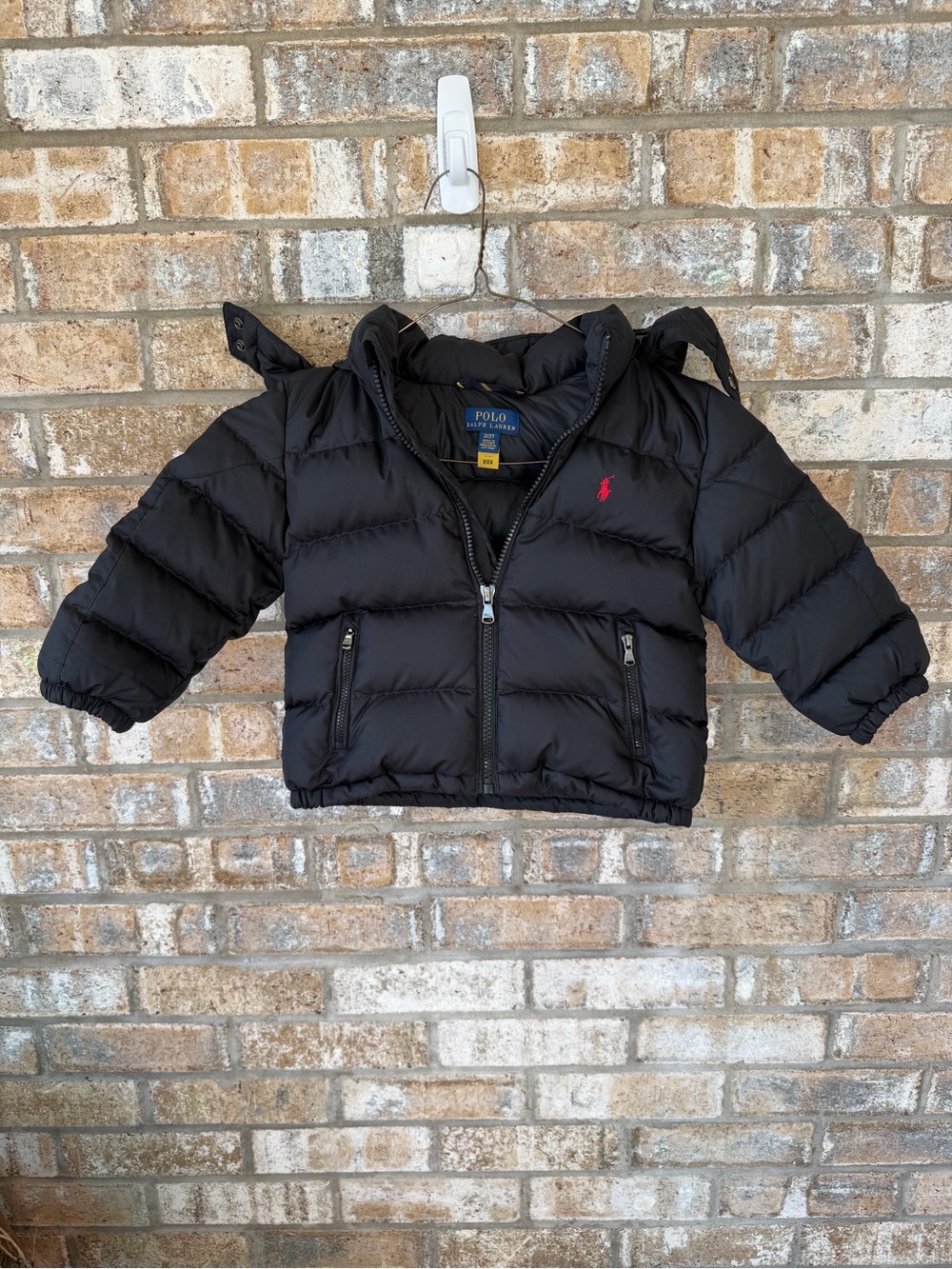 Toddler 2T Polo Ralph Lauren Down Black Puffer Jacket with Red Pony